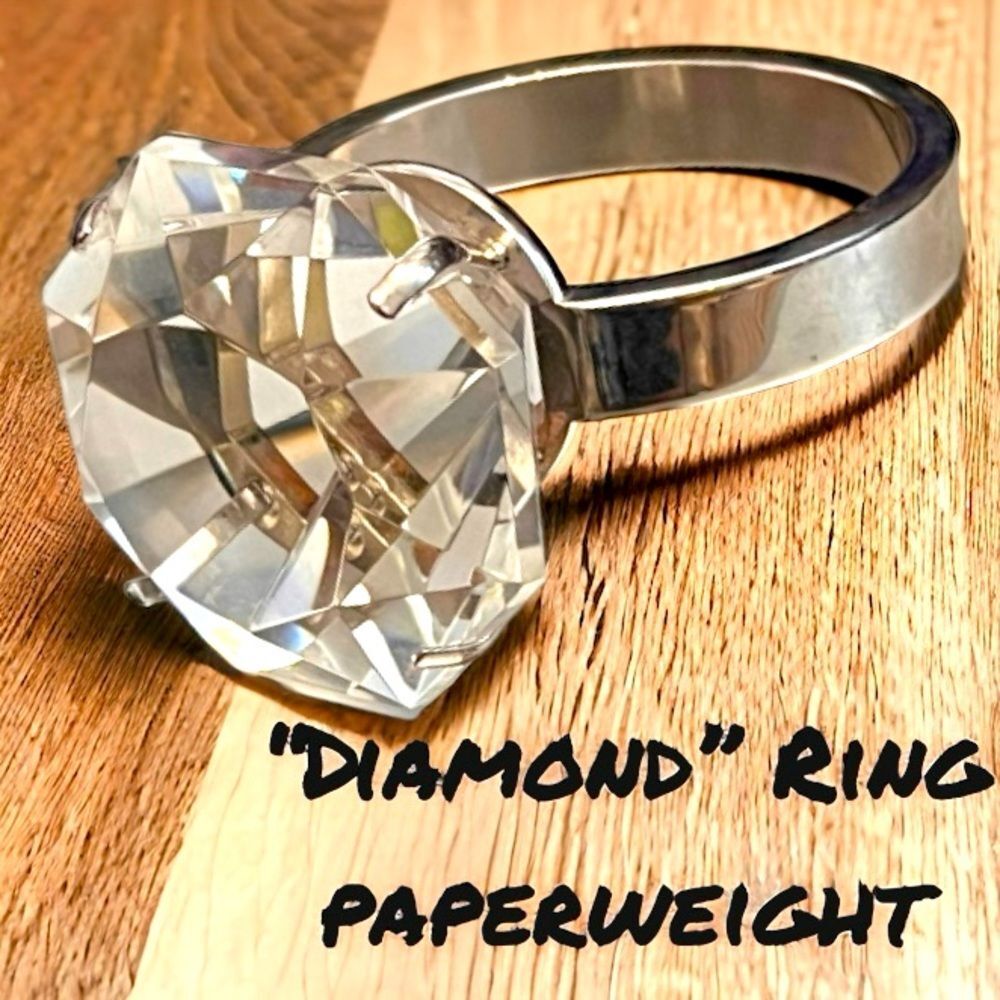 Novelty Paperweight "Diamond" Ring Gift Office Decor Conversation Piece NWOT